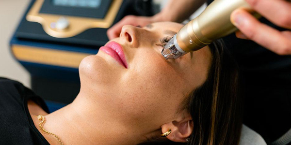 Young Female Getting Radiofrequency (RF) Microneedling using sylfirm-x system in Sycamore, IL | Nuvo Aesthetics Clinic