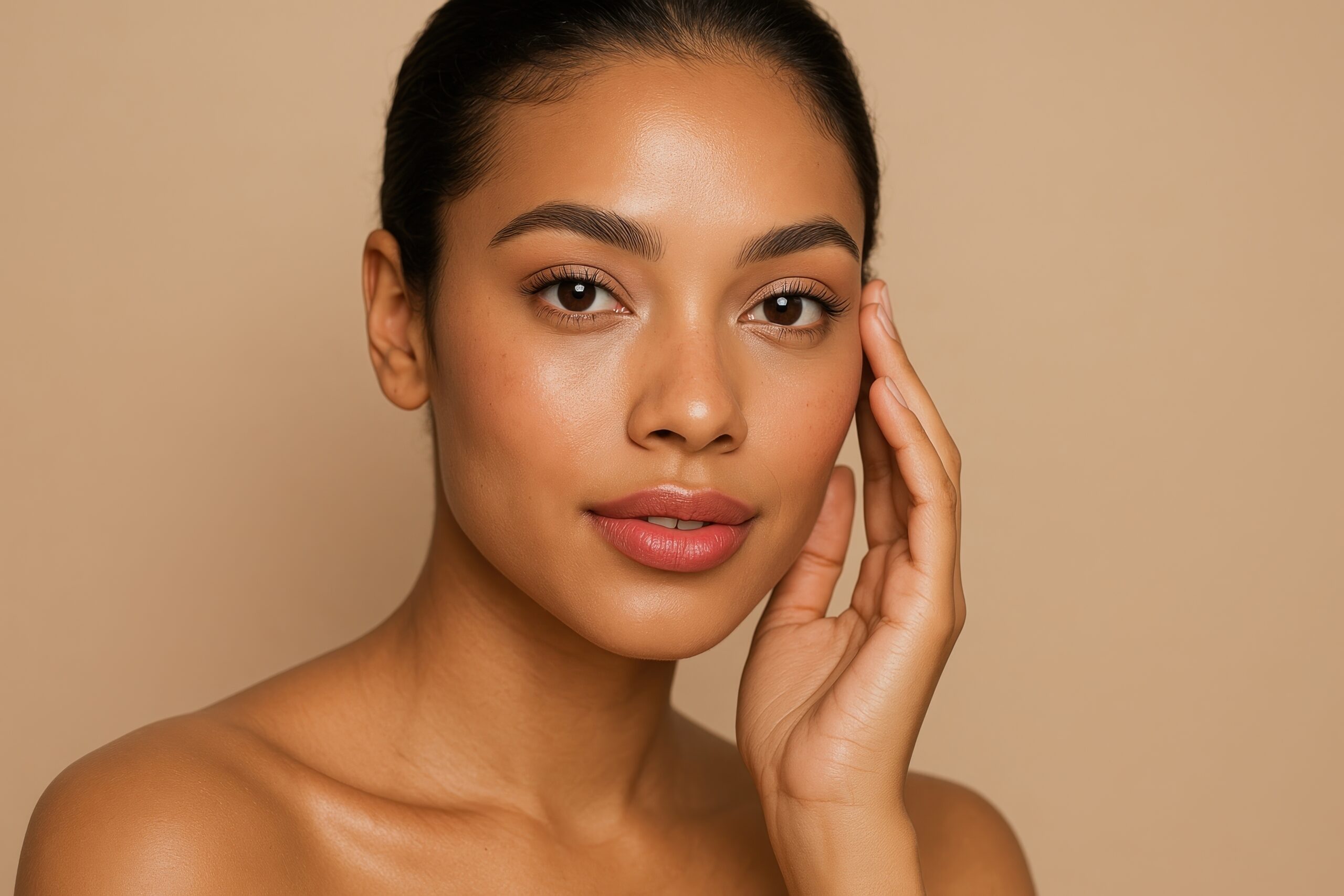 Young woman with smooth skin considering preventative Botox