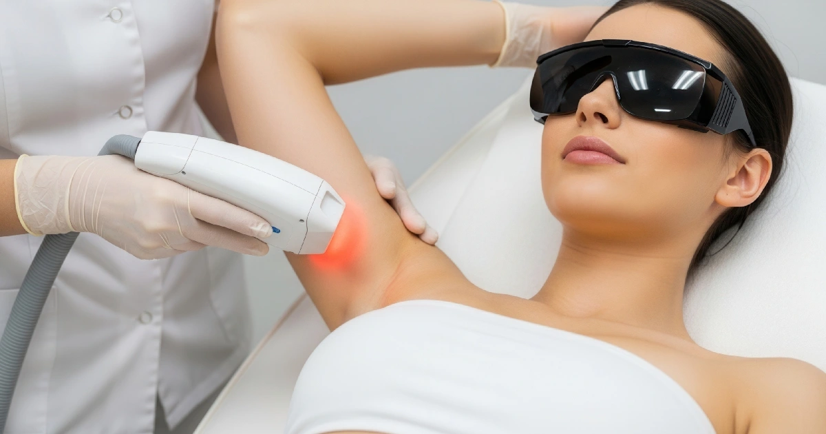 Woman Receiving Laser Hair Removal Treatment by NUVO Aesthetics Clinic in Sycamore, IL
